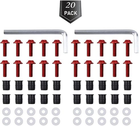 20 PCS M5 Motorcycle Windscreen Bolts Screws Kit, Universal Replacement Parts Motorcycle CNC Windshield Windscreen Bolt Screw, Works on OEM or Aftermarket Windshields. (Black) in Saudi Arabia