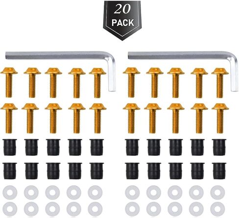 20 PCS M5 Motorcycle Windscreen Bolts Screws Kit, Universal Replacement Parts Motorcycle CNC Windshield Windscreen Bolt Screw, Works on OEM or Aftermarket Windshields. (Black) in Saudi Arabia