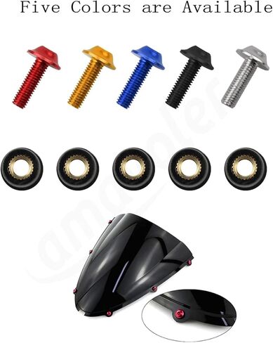 20 PCS M5 Motorcycle Windscreen Bolts Screws Kit, Universal Replacement Parts Motorcycle CNC Windshield Windscreen Bolt Screw, Works on OEM or Aftermarket Windshields. (Black) in Saudi Arabia