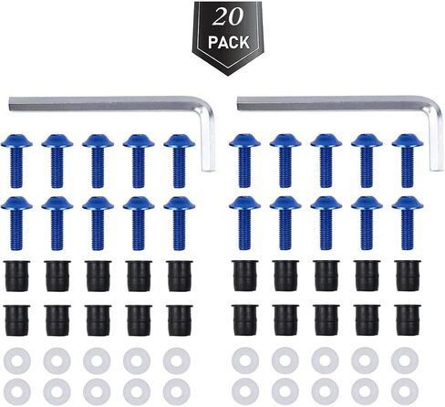 20 PCS M5 Motorcycle Windscreen Bolts Screws Kit, Universal Replacement Parts Motorcycle CNC Windshield Windscreen Bolt Screw, Works on OEM or Aftermarket Windshields. (Black) in Saudi Arabia