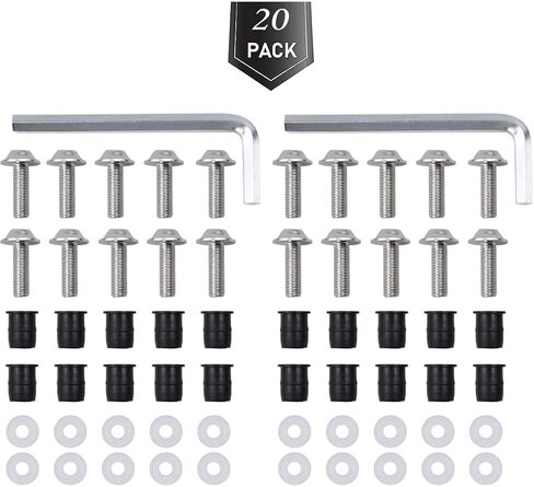 20 PCS M5 Motorcycle Windscreen Bolts Screws Kit, Universal Replacement Parts Motorcycle CNC Windshield Windscreen Bolt Screw, Works on OEM or Aftermarket Windshields. (Black) in Saudi Arabia