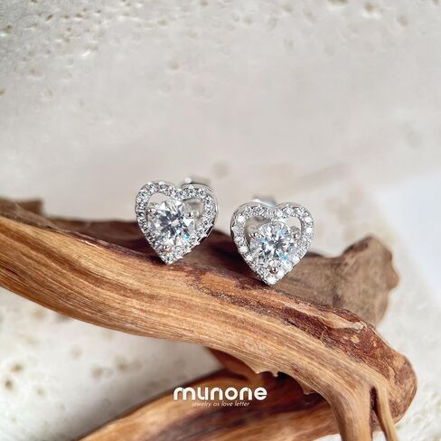 munone Moissanite Halo Stud Earrings,1ct Brilliant Round Cut Lab Created Diamond 14k White Gold Plated Sterling Silver Earrings Valentines Birthday Gift for Women Men in Kuwait