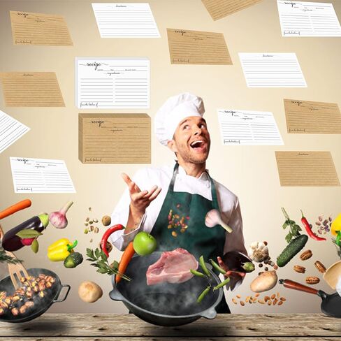 بطاقات وصفة 4 × 6 بيضاء، من المطبخ المكون من 100 حزمة من بطاقات وصفات الطبخ مزدوجة الجوانب مخزون بطاقات وصفات سميكة مع خطوط لحفلات الزفاف، وحفلات الزفاف، وهدايا عيد الميلاد، والرضع in Kuwait