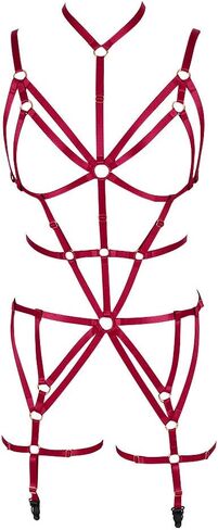 Full body harness bra garter set Women's lingerie cage Punk gothic belt Festival rave Adjustable siz Dance apparel in Kuwait