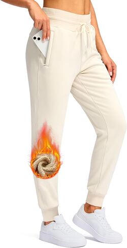 G Gradual Women's Sherpa Fleece Lined Pants with Zipper Pockets Winter Warm Joggers High Waisted Fleece Sweatpants in Kuwait