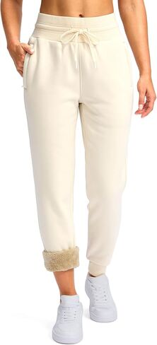 G Gradual Women's Sherpa Fleece Lined Pants with Zipper Pockets Winter Warm Joggers High Waisted Fleece Sweatpants in Kuwait