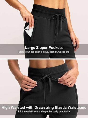 G Gradual Women's Sherpa Fleece Lined Pants with Zipper Pockets Winter Warm Joggers High Waisted Fleece Sweatpants in Kuwait