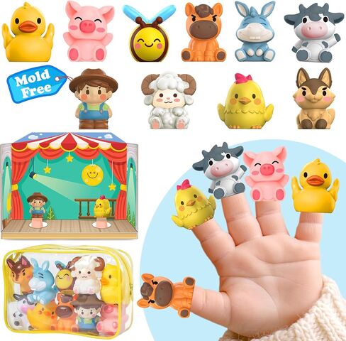 Oriate Animal Farm Finger Puppets, 10Pcs Bath Finger Toys for Toddlers 1-3 in Saudi Arabia