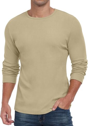 HiMONE Long Sleeve Shirts for Men Thermal Crewneck Fleece Base Layer Casual Undershirts Pullover Tops in Kuwait