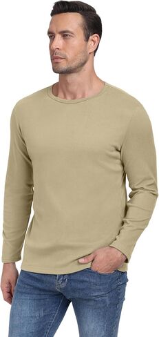 HiMONE Long Sleeve Shirts for Men Thermal Crewneck Fleece Base Layer Casual Undershirts Pullover Tops in Kuwait
