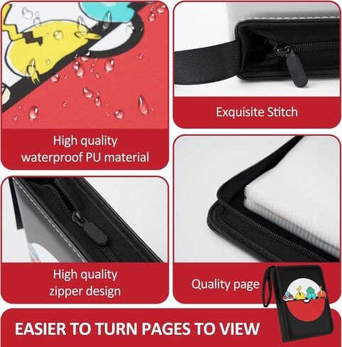Card Binder For Pokemon Card 4-Pocket Sleeves with 440 Cards Holder,55 Premium 4-Pocket Pages,Toys Gifts for Kids(Black) in Saudi Arabia