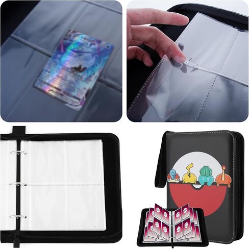 Card Binder For Pokemon Card 4-Pocket Sleeves with 440 Cards Holder,55 Premium 4-Pocket Pages,Toys Gifts for Kids(Black) in Saudi Arabia