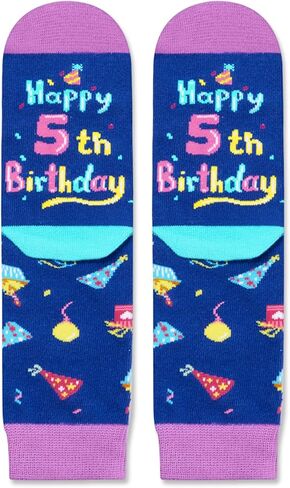 HAPPYPOP 5th Birthday Gifts Ideas for Girls - Socks for Toddlers 5t, Presents for 5 Year Olds, Five Year Old Gifts for Girls Boys, Birthday Gift Box with Greeting Card in Saudi Arabia