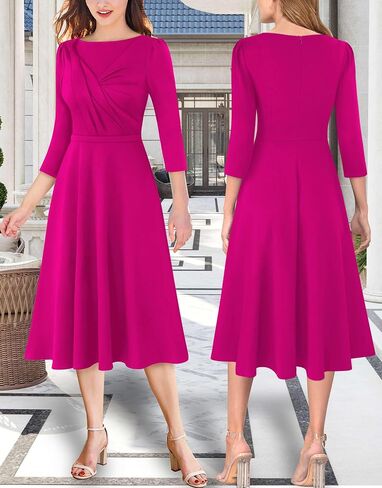 VFSHOW Womens 2024 Business Office Work Professional Elegant Slim Midi A-line Fit and Flare Dress in Saudi Arabia