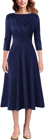 VFSHOW Womens 2024 Business Office Work Professional Elegant Slim Midi A-line Fit and Flare Dress in Kuwait