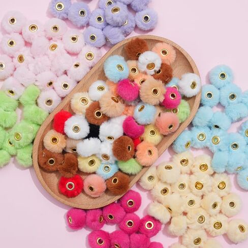 100pcs 0.79in 17 Colors Mixed Super Soft Fluffy Faux Fur Pom Poms Beads for DIY Jewelry Making and Handicrafts Accessories (Random Color Mix) in Saudi Arabia