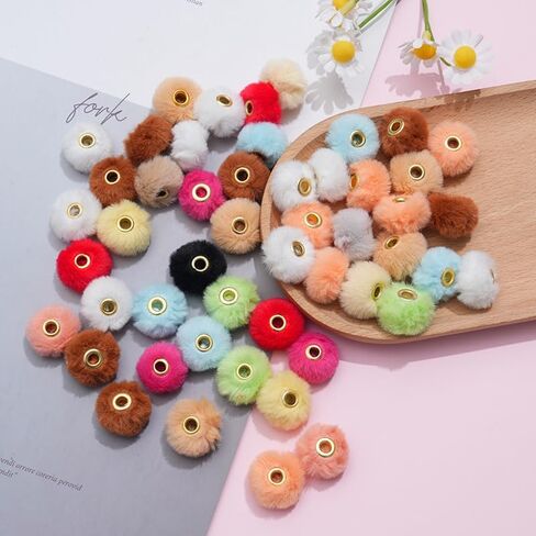 100pcs 0.79in 17 Colors Mixed Super Soft Fluffy Faux Fur Pom Poms Beads for DIY Jewelry Making and Handicrafts Accessories (Random Color Mix) in Saudi Arabia