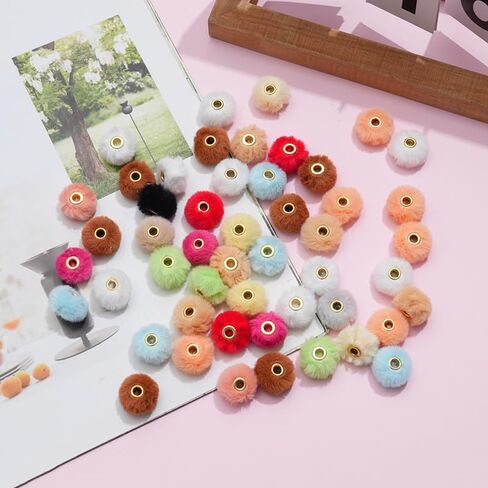 100pcs 0.79in 17 Colors Mixed Super Soft Fluffy Faux Fur Pom Poms Beads for DIY Jewelry Making and Handicrafts Accessories (Random Color Mix) in Saudi Arabia