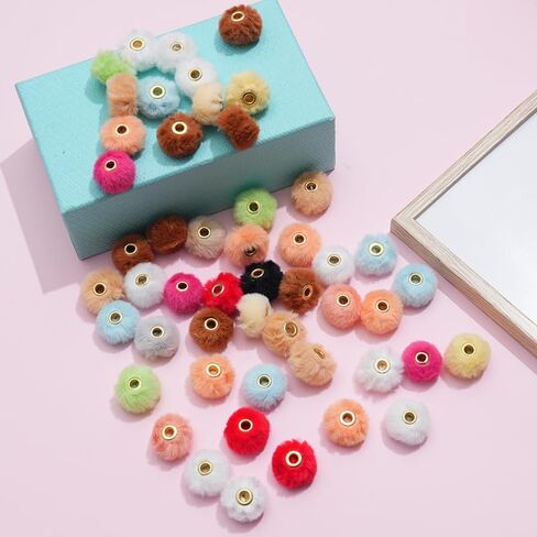 100pcs 0.79in 17 Colors Mixed Super Soft Fluffy Faux Fur Pom Poms Beads for DIY Jewelry Making and Handicrafts Accessories (Random Color Mix) in Saudi Arabia