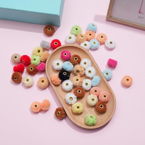 100pcs 0.79in 17 Colors Mixed Super Soft Fluffy Faux Fur Pom Poms Beads for DIY Jewelry Making and Handicrafts Accessories (Random Color Mix) in Saudi Arabia