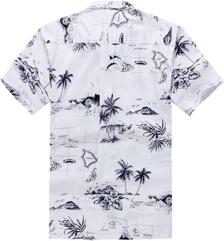 Boy Hawaiian Aloha Luau Shirt and Shorts 2 Piece Cabana Set in White Map and Surfer 6 in Kuwait