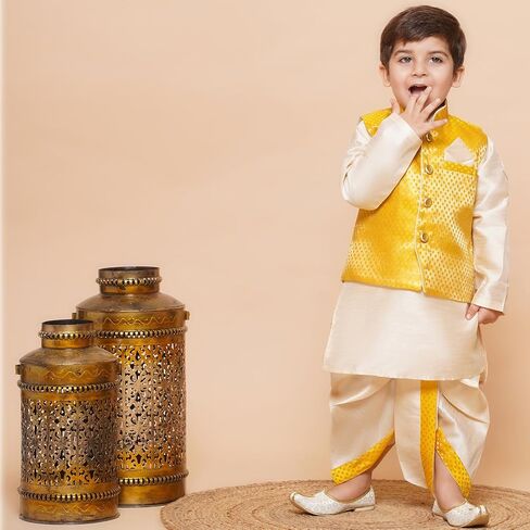 AJ DEZINES Kids Printed Kurta Dhoti Set for Boys Indian Traditional Party Wear Bollywood Style Wedding Dress || Diwali Outfit in Kuwait