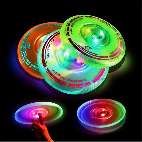 3 in 1 LED Flying Disc+Spinning Tops+Fingertip Juggling-Multifunctional Flying Disc for Kids & Adults All Ages-for Outdoors & Families Party Camping(Blue) in Saudi Arabia