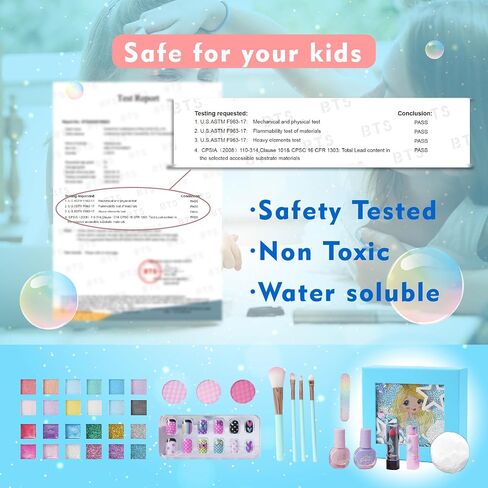 Kids Play Makeup Set for Girls, Real Washable Girls Toy Makeup Set for Kids with Mirror, Non Toxic Fold Out Play Make Up Kits for Little Girls Age 5 6 7 8 9 10 11 12 Years Old (Blue) in Saudi Arabia