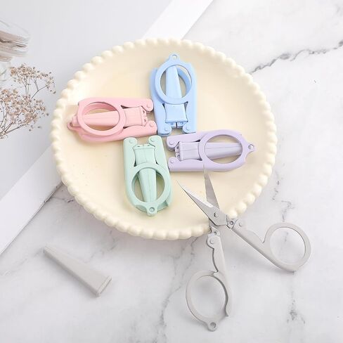 Folding Scissors Small Scissors Travel Scissors Safety Scissors Stainless steel Mini Scissors with Safety Cap Cute Scissors for Scrapbook Cutting Sewing DIY Handmade Daily and Travel Use (5 Pack) in Saudi Arabia