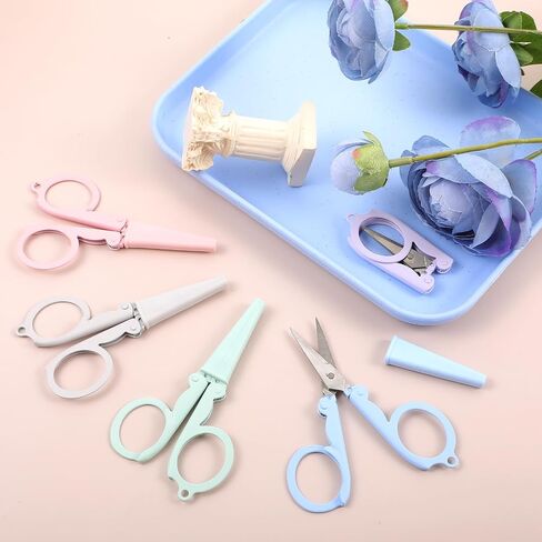 Folding Scissors Small Scissors Travel Scissors Safety Scissors Stainless steel Mini Scissors with Safety Cap Cute Scissors for Scrapbook Cutting Sewing DIY Handmade Daily and Travel Use (5 Pack) in Saudi Arabia