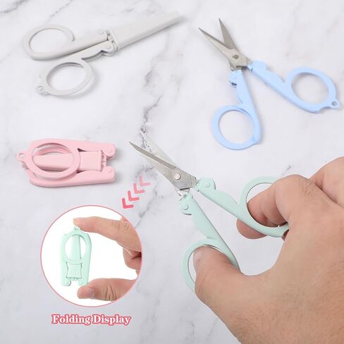 Folding Scissors Small Scissors Travel Scissors Safety Scissors Stainless steel Mini Scissors with Safety Cap Cute Scissors for Scrapbook Cutting Sewing DIY Handmade Daily and Travel Use (5 Pack) in Saudi Arabia