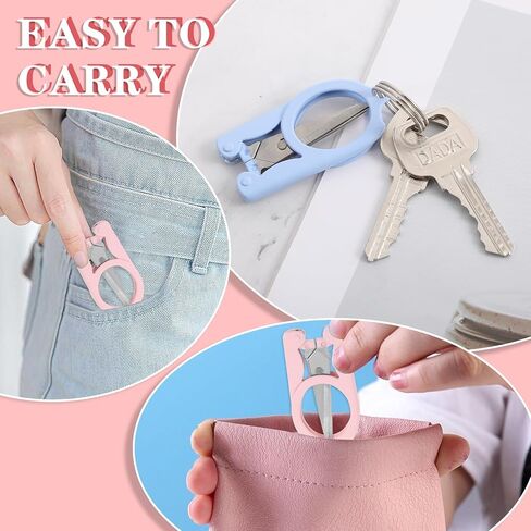 Folding Scissors Small Scissors Travel Scissors Safety Scissors Stainless steel Mini Scissors with Safety Cap Cute Scissors for Scrapbook Cutting Sewing DIY Handmade Daily and Travel Use (5 Pack) in Saudi Arabia