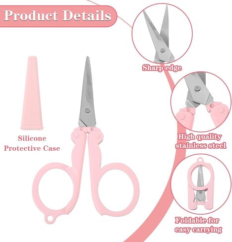 Folding Scissors Small Scissors Travel Scissors Safety Scissors Stainless steel Mini Scissors with Safety Cap Cute Scissors for Scrapbook Cutting Sewing DIY Handmade Daily and Travel Use (5 Pack) in Saudi Arabia