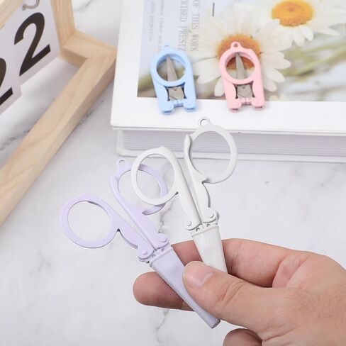 Folding Scissors Small Scissors Travel Scissors Safety Scissors Stainless steel Mini Scissors with Safety Cap Cute Scissors for Scrapbook Cutting Sewing DIY Handmade Daily and Travel Use (5 Pack) in Saudi Arabia