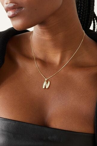 Tasiso فقاعة إلكتروني قلادة 14K مطلية بالذهب قلادة القلائد الأولية للنساء لطيف فقاعة الأبجدية قلادة مجوهرات شخصية هدية لها in Kuwait