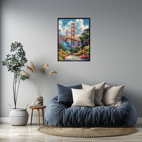 ARNLRDYA San Francisco Paint by Numbers Kit for Adults-Red Golden Gate Bridge Adult Digital Painting,America City Paint by Number for Adults Perfect for Gift Home Wall Decor Unframed(16inch×20inch) in Saudi Arabia
