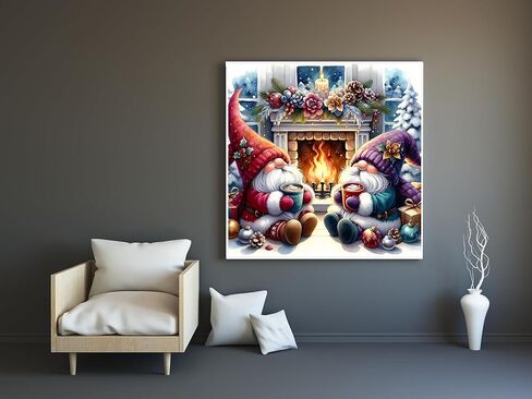 عيد الميلاد جنوم موقد الطلاء بالأرقام عدة للبالغين المبتدئين، DIY سهلة الطلاء الكبار بالأرقام موقد جنوم عيد الميلاد، الطلاء حسب الرقم بدون إطار ديكور جدار المنزل 16 × 16 في in Saudi Arabia