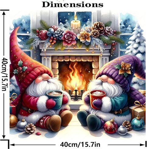 عيد الميلاد جنوم موقد الطلاء بالأرقام عدة للبالغين المبتدئين، DIY سهلة الطلاء الكبار بالأرقام موقد جنوم عيد الميلاد، الطلاء حسب الرقم بدون إطار ديكور جدار المنزل 16 × 16 في in Saudi Arabia