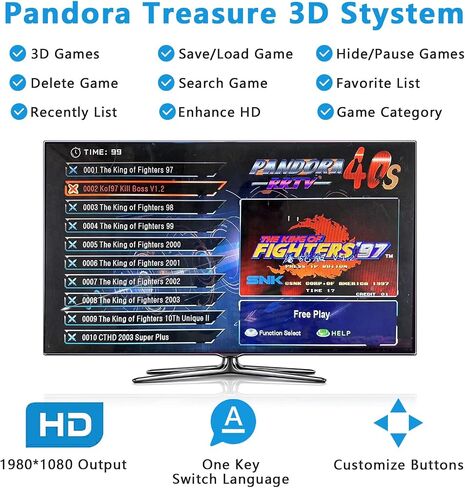【28890 Games in 1】 3D Pandora's Box Console, Separate 2 in 1 Classic Arcade Game Console, Support PC, Projector, TV, 4 Players, 1280X720 Full HD,Search/Hide/Save/Load/Pause Games, Favorite List in Saudi Arabia