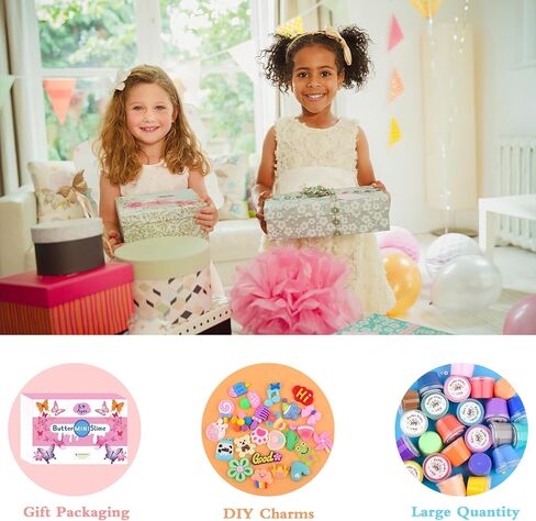 64 Pieces Mini Slime kit,Butter Slime Party Favors, Slime Bulk Toy for Classroom Prizes, Christmas Stocking Stuffers, Goodie Bag Stuffers for Kids Boys Girls, Ideal Birthday Easter Filling Gifts in Kuwait