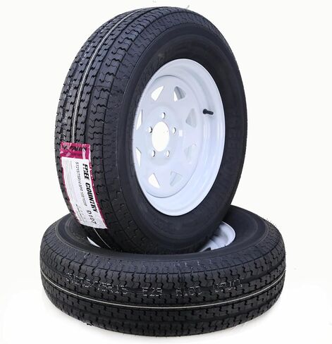 Free Country Trailer Tire Wheel Assembly ST215/75R14 8-Ply D 107M 5 Lug on 4.5" PCD White Spoke Wheel, SET 2 in Saudi Arabia