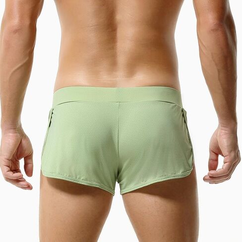 Men's Breathable Active Shorts Workout Gym Athletic Split Sides Trunks Lounge Boxers Underwear Sleep Bottoms in Kuwait