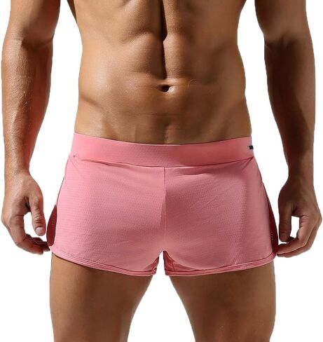 Men's Breathable Active Shorts Workout Gym Athletic Split Sides Trunks Lounge Boxers Underwear Sleep Bottoms in Kuwait