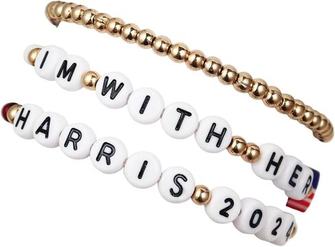 3Pcs/Set Handmade 2024 Kamala Harris Seed Beads Bracelets Merch Kamala Harris Merchandise Bracelet President Vote Campaign for Harris Supporter in Kuwait