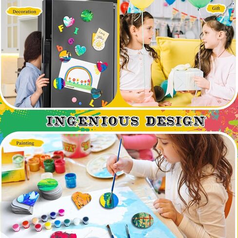 74 قطعة من لوحات القماش المغناطيسية المغناطيسية الصغيرة لوحات قماشية مغناطيسية فارغة لخزانة الثلاجة والدهانات الفنية والحرف اليدوية (قلب، شكل دائري) in Kuwait