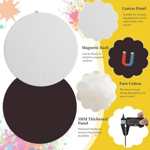74 قطعة من لوحات القماش المغناطيسية المغناطيسية الصغيرة لوحات قماشية مغناطيسية فارغة لخزانة الثلاجة والدهانات الفنية والحرف اليدوية (قلب، شكل دائري) in Kuwait