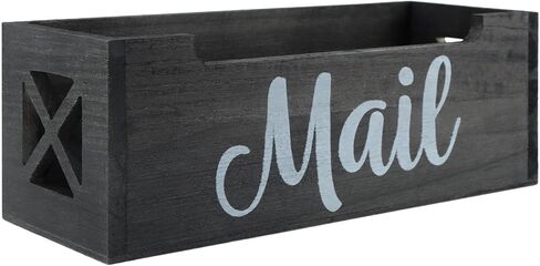 Mail Organizer,Mail Holder with 2 Slots,Mail Tray for Wall Table Countertop,Wood Desk Mail Basket,Black Envelope Holder for Home Office(Color:Black) in Kuwait