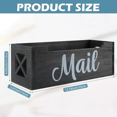 Mail Organizer,Mail Holder with 2 Slots,Mail Tray for Wall Table Countertop,Wood Desk Mail Basket,Black Envelope Holder for Home Office(Color:Black) in Kuwait