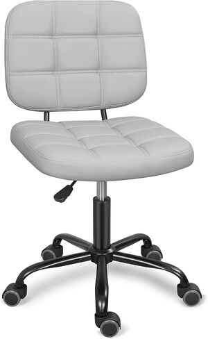 Armless Home Office Desk Chair with Wheels, Modern Ergonomic Drafting Rolling Chair with 360° Swivel Wheels,Height Adjustable Computer Task Chairs for Small Space, Black in Saudi Arabia