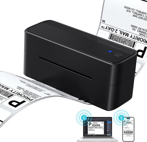 Thermal Shipping Label Printer, Bluetooth Label Printer for Small Business, Wireless 4x6 Label Maker for Shipping Packages, Compatible with iPhone&iPad&PC, Label Printer for Shopify, FedEx, UPS in Saudi Arabia